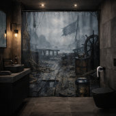 Storm Residue — Pirate Ship Aftermath Duschvorhang