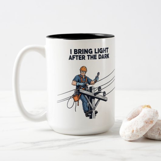 Storm Restoration Lineman Gift Zweifarbige Tasse (Mit Donut)