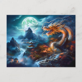 Stormcaller – Chinese Airbrush Dragon in Blue Ligh Postkarte