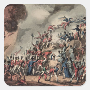 Storming von St. Sebastian, graviert von Thomas Quadratischer Aufkleber