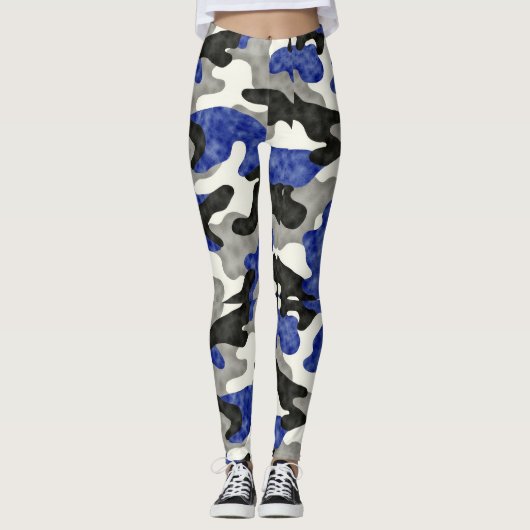 Störmuster Camouflage Blues Gray Black Leggings (Vorderseite)
