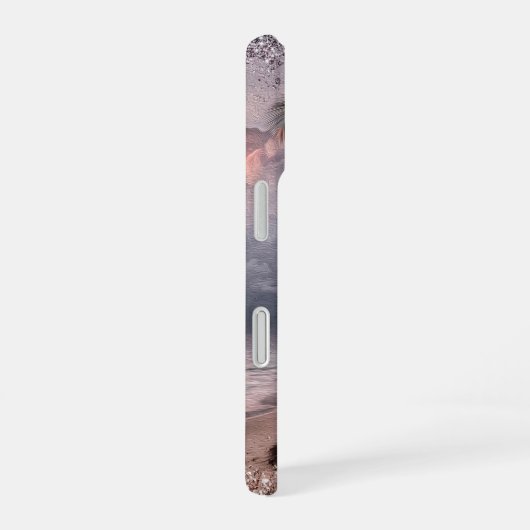 Stormy Beach mit Palmen iPhone 16 Hülle (Rechte Seite)