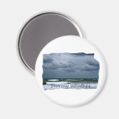 Stormy Beach mit Seagulls Bildtext Magnet (Vorderseite/Rückseite)