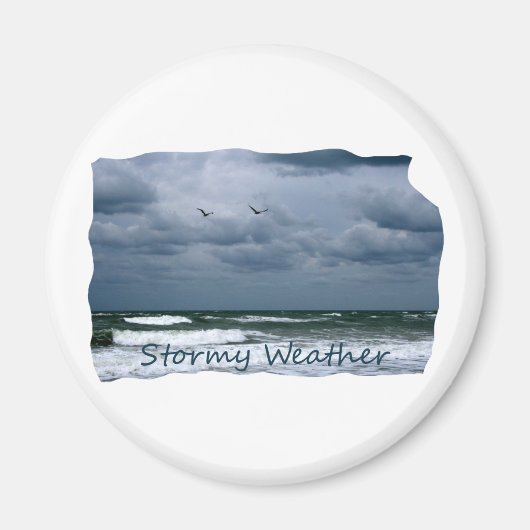 Stormy Beach mit Seagulls Bildtext Magnet (Vorne)