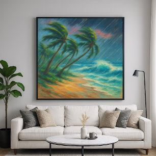 Stormy Beach - Pastellfarben Malerei Art Poster