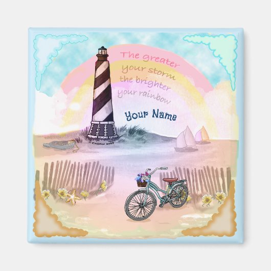 Stormy Bike Lighthouse Magnet (Vorne)