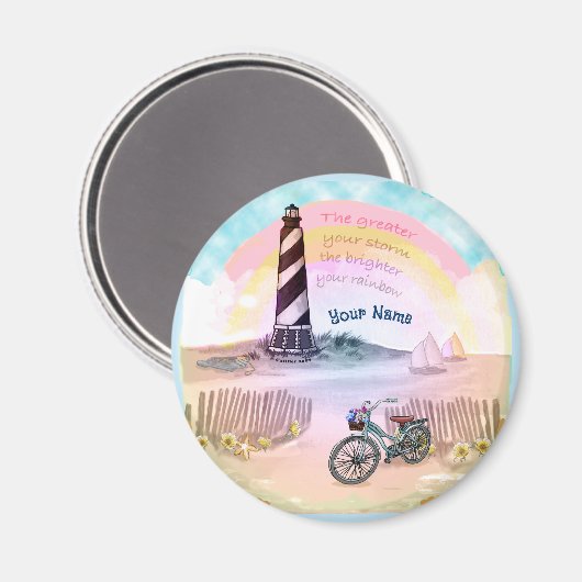 Stormy Bike Lighthouse rund Magnet (Vorderseite/Rückseite)