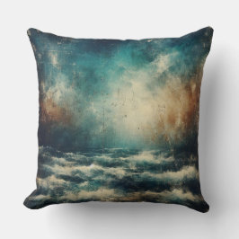 Stormy Blue Ocean Old Photograph Kissen