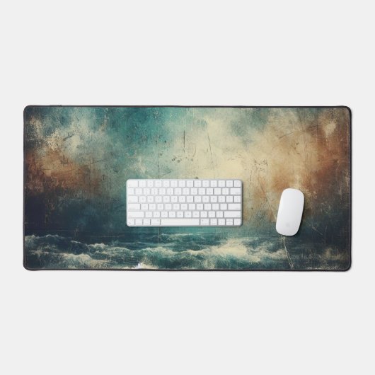 Stormy Blue Ocean Old Photograph Schreibtischunterlage (Tastatur & Maus)