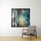 Stormy Blue Ocean Old Photograph Wandteppich (Beispiel (Horizontal))