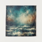 Stormy Blue Ocean Old Photograph Wandteppich (Vorderseite)