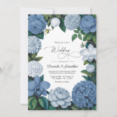 Stormy Blue, Steel Mist & Winter Pearl Wedding Einladung (Vorderseite)