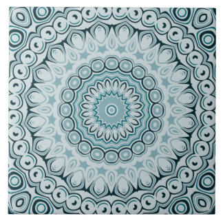 Stormy Blue und Gray Mandala Pattern Fliese