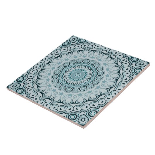 Stormy Blue und Gray Mandala Pattern Fliese (Seite)