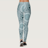 Stormy Blue und Gray Mandala Pattern Leggings (Rückseite)