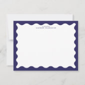 Stormy Blue Wavy Frame Note Card Einladung (Vorderseite)