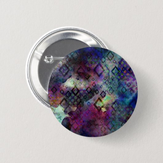 Stormy bunt Wasserfarbe abstrakt mit Diamanten Button (Vorne & Hinten)