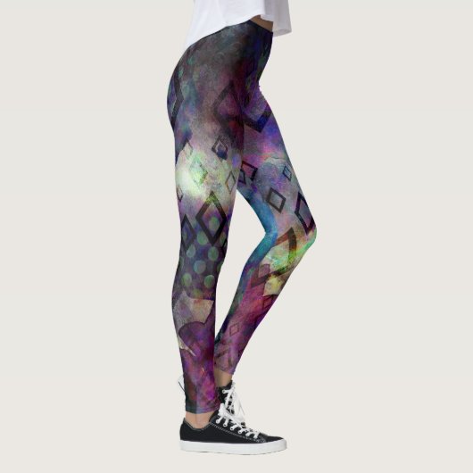 Stormy bunt Wasserfarbe abstrakt mit Diamanten Leggings (Rechts)