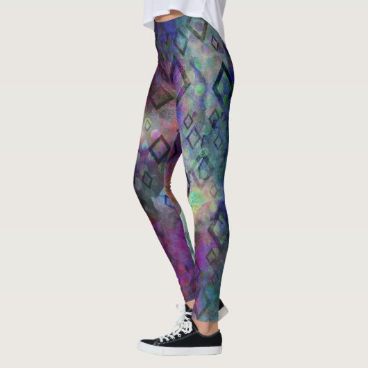 Stormy bunt Wasserfarbe abstrakt mit Diamanten Leggings (Links)