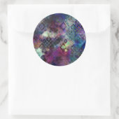 Stormy bunt Wasserfarbe abstrakt mit Diamanten Runder Aufkleber (Tasche)