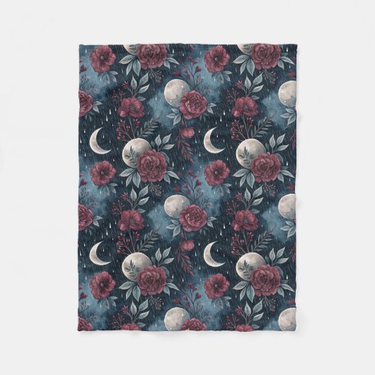 Stormy Burgundy Fall Rose Dreamscape Fleecedecke (Vorderseite)