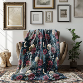 Stormy Burgundy Fall Rose Dreamscape Fleecedecke