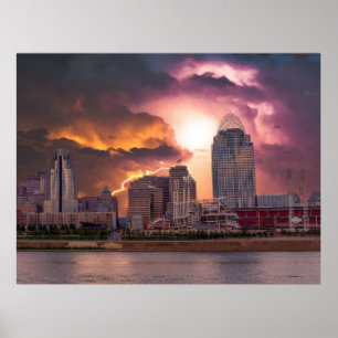 Stormy Cincinnati Great American Ball Park Poster