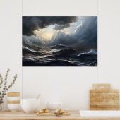 Stormy Clouds and Ocean Ai Art Poster (Küche)