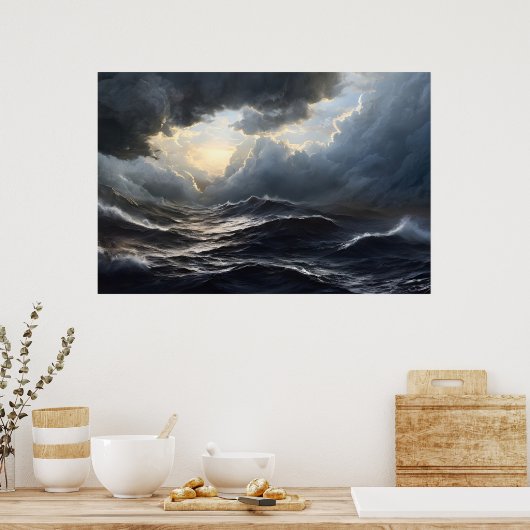 Stormy Clouds and Ocean Ai Art Poster (Küche)