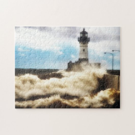 Stormy Day, Leuchtturm Duluth Minnesota Puzzle (Horizontal)