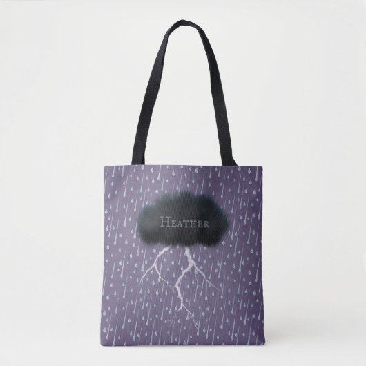 Stormy Day Thunder Cloud & Rain individuell Lila Tasche (Vorderseite)