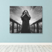 Stormy Expression of Despair in Graustufenkunst | Leinwanddruck (Insitu (Holzboden))