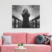 Stormy Expression of Despair in Graustufenkunst | Leinwanddruck (Insitu (Wohnzimmer))