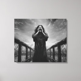 Stormy Expression of Despair in Graustufenkunst | Leinwanddruck