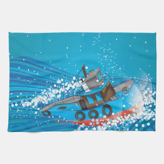 Stormy Fishing Boat Handtuch (Horizontal)