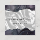 Stormy Gray Agate Silver Glitter White Luxury Quadratische Visitenkarte (Vorderseite)