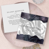 Stormy Gray Agate Silver Glitter White Luxury Quadratische Visitenkarte