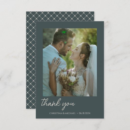 Stormy Gray ・ Handgeschriebene Script Wedding Dankeskarte (Vorne/Hinten)