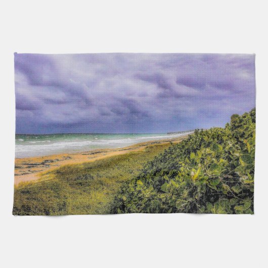 Stormy Jupiter Beach Geschirrtuch (Horizontal)