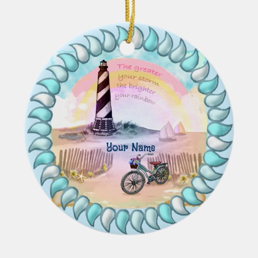 Stormy Lighthouse Bike Keramik Ornament (Vorne)