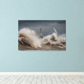 Stormy Lighthouse Canvas Print Leinwanddruck (Insitu (Holzboden))