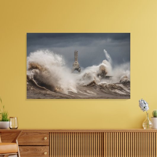 Stormy Lighthouse Canvas Print Leinwanddruck (Insitu (Wohnzimmer))
