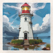 Stormy Lighthouse - Navigationsturm Glasuntersetzer (Vorderseite)