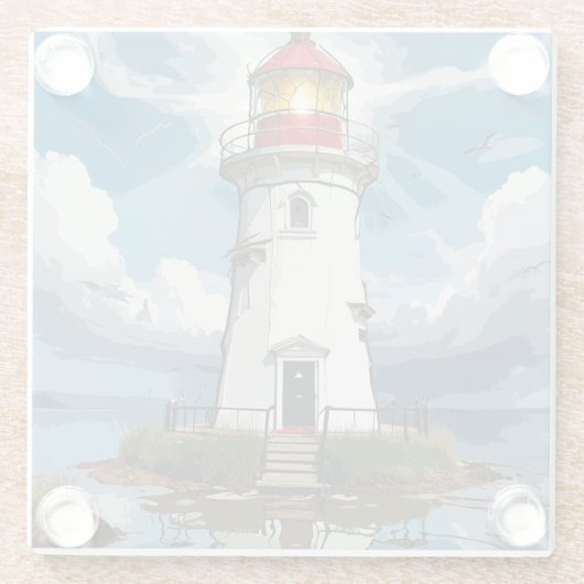 Stormy Lighthouse - Navigationsturm Glasuntersetzer (Rückseite)