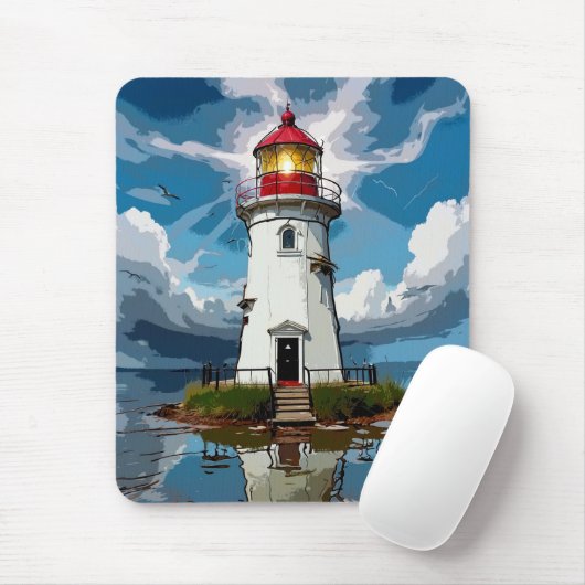 Stormy Lighthouse - Navigationsturm Mousepad (Mit Mouse)