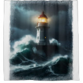 Stormy Lighthouse Scene Duschvorhang (Vorderseite)