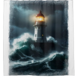 Stormy Lighthouse Scene Duschvorhang