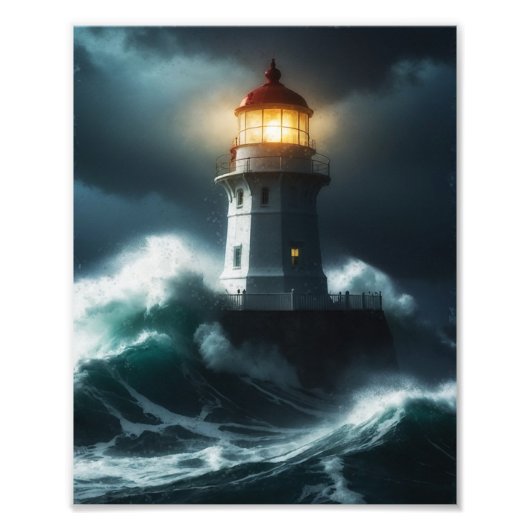 Stormy Lighthouse Scene Fotodruck (Vorne)
