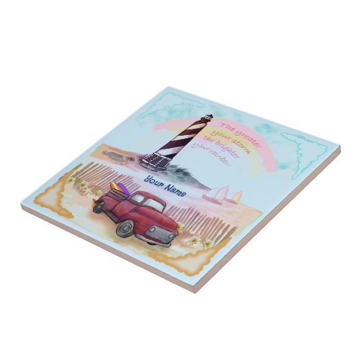 Stormy Lighthouse truck Fliese (Seite)