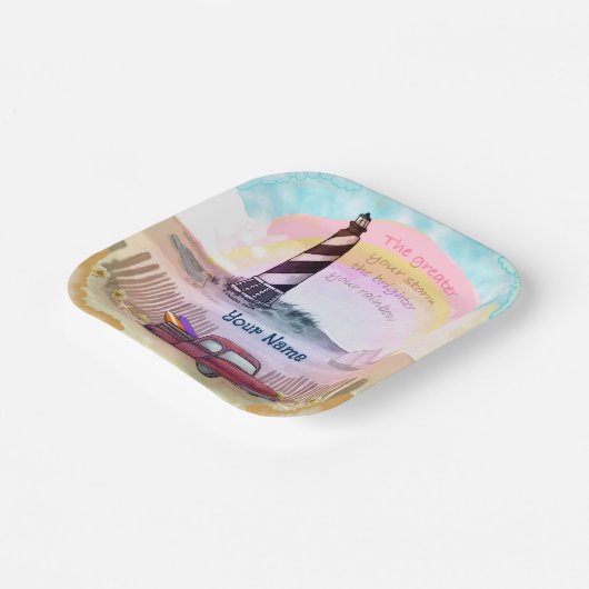 Stormy Lighthouse Truck Pappteller (Gewinkelt)